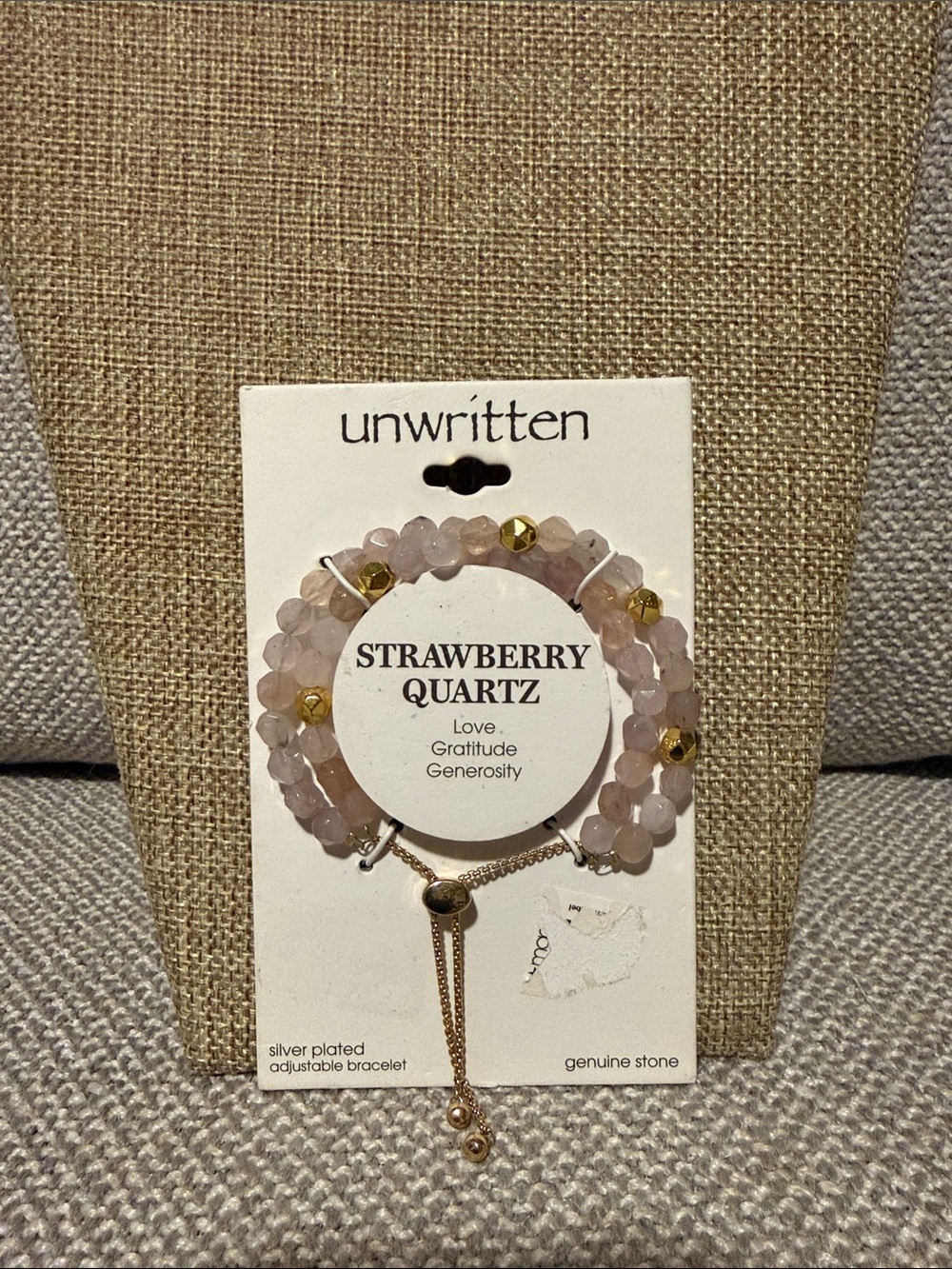 unwritten Strawberry Quartz Beaded Bracelet PINK gold